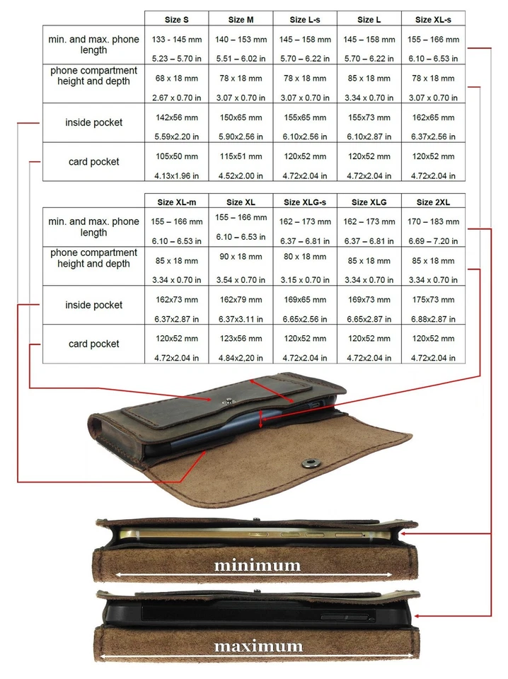 HANDCRAFTED OF FINEST LEATHER WAIST POUCH CASE COVER PLUS CARD POCKETS FOR PHONE - Image 2 of 4