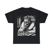 Unisex Adult T Shirt Chess Board Skull King Chess Lover Art Retro Vintage Style