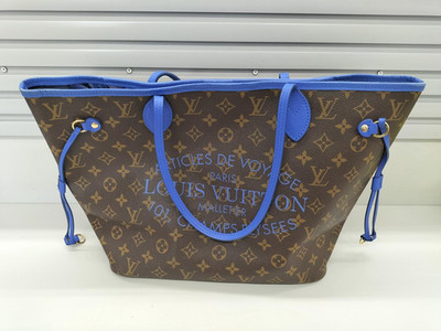 Louis Vuitton Neverfull MM M40938 Ikat Flower Monogram Canvas Blue