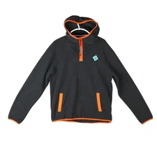 Outdoor Afro X REI Co Op Hooded Fleece Jacket Men Size S Pullover 1/4 Zip Black