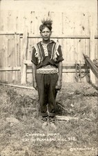Chippewa Indian portrait W.H. Roback c1900s-10s Real Photo Postcard bhn