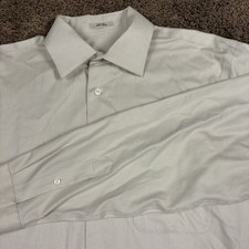 Pronto Uomo Mens Dress Shirt 15 34/35 Gray Non Iron Button Up Long Sleeve Cotton