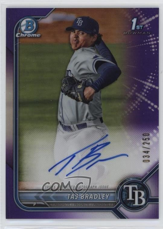 2022 Bowman Chrome Prospect Purple Refractor /250 Taj Bradley #CPA-TB Auto 15fy