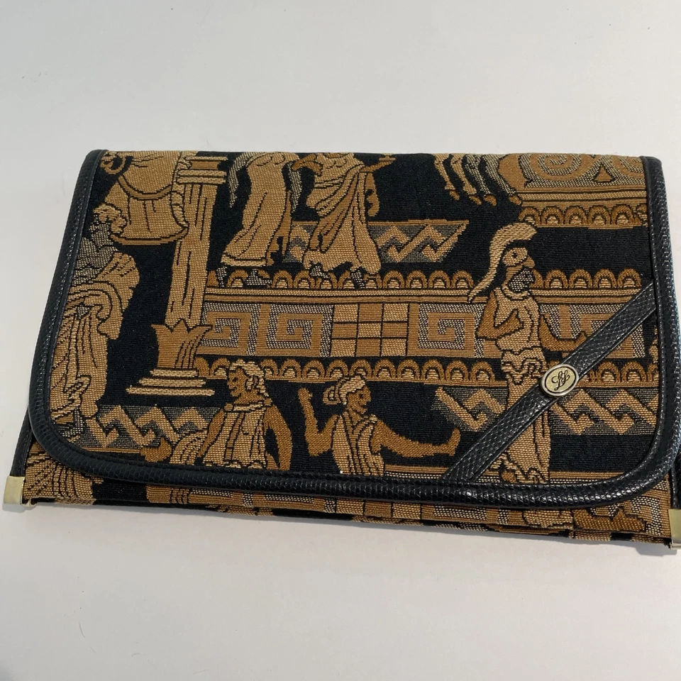 Bolso Bandolera Vintage Italiano Arazzo Tapizzo y Cuero Imperio Romano Foto 2 de 4