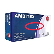 Ambitex VSM5201 Vinyl Gloves, Small, Clear 100ct (2-pack)