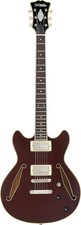 D'Angelico Excel Mini DC Tour Semi-hollowbody Electric Guitar - Solid Wine