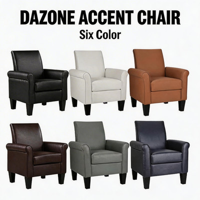 New Faux Leather Accent ArmChair Modern Chair Comfy Single Sofa for Living Room