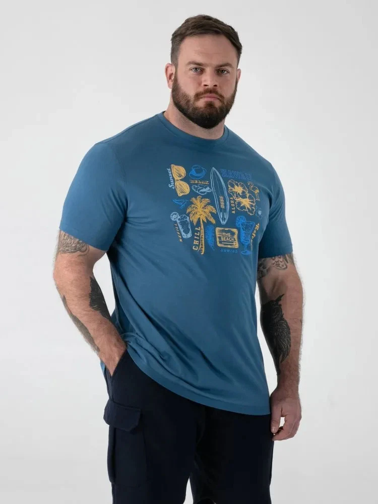 D555 Duke Big Mens Beach Printed T-Shirt Summer Print Teal 2XL-8XL (601906)
Opens in a new window or