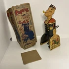 Vintage Walking Popeye w/ Parrots Marx U.S.A. Tin Wind Up Toy - Works