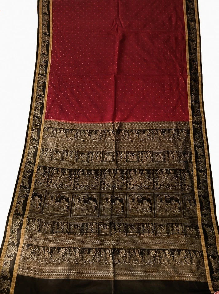 Tecido 100% seda pura sari vintage reciclado saree seda impresso material PSS17580 - Imagem 4 de 4