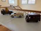 Tonka trucks 1950'S - Missile Carrie, T.F.D. #5 Tanker , Parcel Delivery Truck