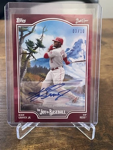 2025 Topps x Bob Ross Ken Griffey Jr Auto 3/10 Alizarin Crimson #54C