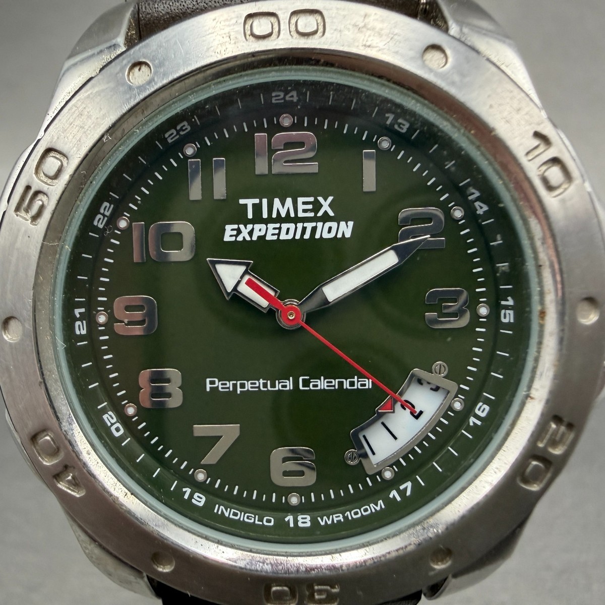 Timex Expedition Perpetual Calendar Watch Men 41mm Green Dial