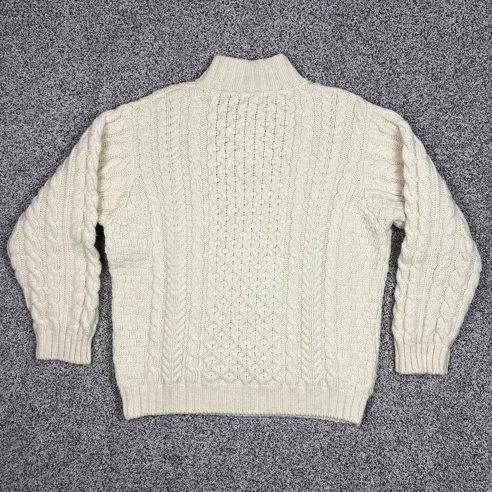 Suéter masculino vintage LL Bean XL lã pescador malha de cabo Henley Irlanda 3 botões - Imagem 3 de 4