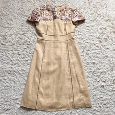USED EXCELLENT CONDITION PRADA SILK JACQUARD FLORAL EMBROIDERED DRESS, SIZE 36