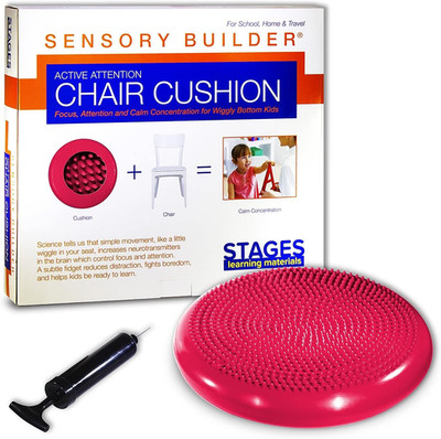 Sensory Builder Active Attention Chair Cushion for Wiggly Bottom Kids Seat, Red,
