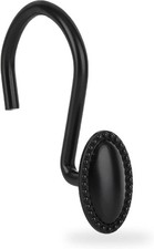 Shower Curtain Hooks Set Of 12 Black Zinc Rust Resistant Decorative Matte Black