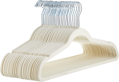 Slim, Velvet, Non-Slip Suit Clothes Hangers, Ivory/Beige- Pack of 30