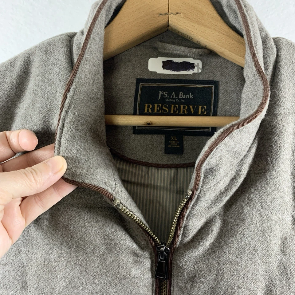 Jos A Bank Reserve Mens Wool Blend Quilted Zip Vest XL Heritage Equestrian Layer - Image 2 of 4