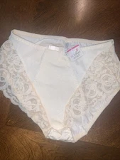 Vtg 90s Victoria's Secret Ivory Lace High Cut Panty Sz M Roses Heart  Label NWT