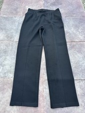 St. John Basics Knit Pants Wide Leg Size 10 Black Career Professional Classic