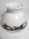 Vtg  Currier&Ives MilkGlass Oil Kerosene LampShade Horses Barns Scalloped 8" Fit