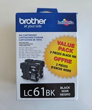 Genuine Brother LC61BK Value Pack 2 Pieces Black Ink Cartridges NIB Exp 06/2027