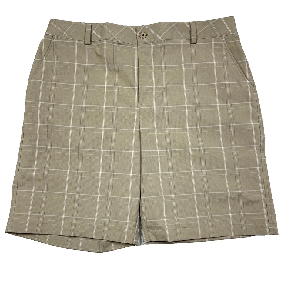 Under Armour Golf Shorts Men 38 Tan Brown Plaid Chino Performance Wicking Adult - Image 2 of 4