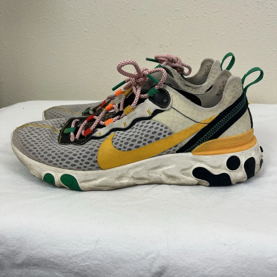 Nike React Element Sunburst Sneaker Mens 10.5 White Multi Lightweight CK9288-100 - Image 4 of 4
