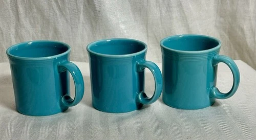 3 Fiesta Java Mugs In The Turquoise Color Glaze. New Never Used