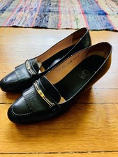Vintage Gucci Black Leather Horsebit Pumps Heels Size 6.5 Made In Italy 80s