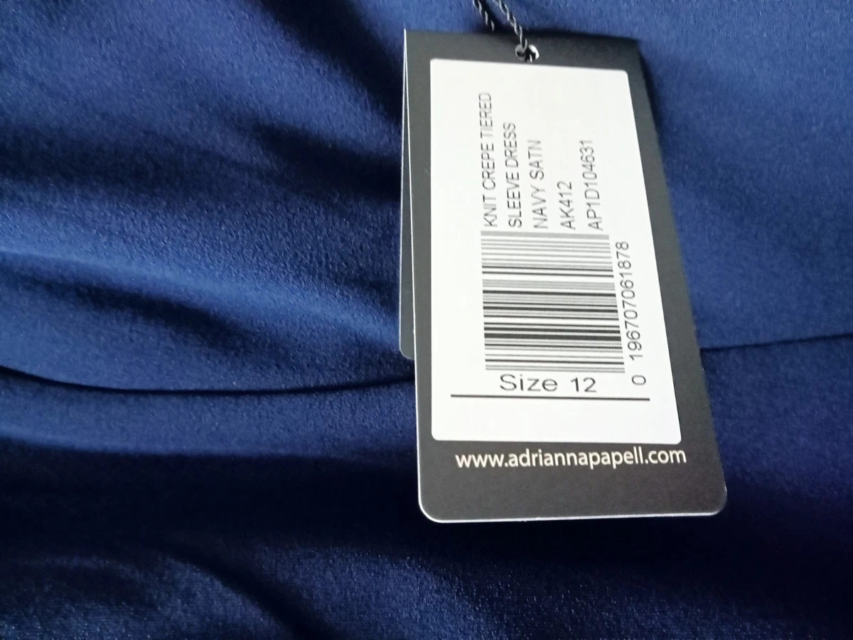 Vestido Adrianna Papell azul crepé manga en capas. Talla 12. Nuevo con etiquetas.