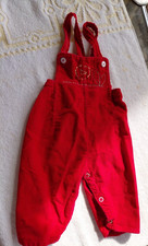 Vintage 60's Sears Red Corduroy Overalls Pants Bibs Baby 9 months
