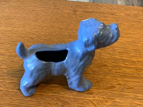 Vintage Niloak Blue Matte Dog Planter Vase/Pot Art Deco Pottery Arkansas