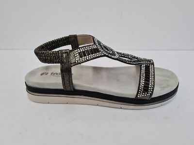 Inblu Damen Sandalen St. Ulrich mit Kreisdekor und Strass - 014 (schwarz)
