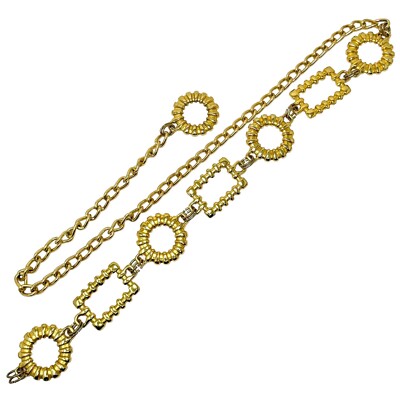 Vintage OMEGA Gold Tone Textured Geometric Chain Belt 45  display picture 1
