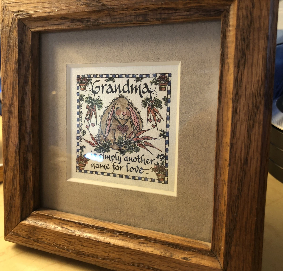Vntg Creative Calligraphy Grandma Simply Another Name Love Easter Art Bunny