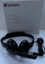 Verbatim Stereo Headset Over-the-Head With Microphone Black NEW