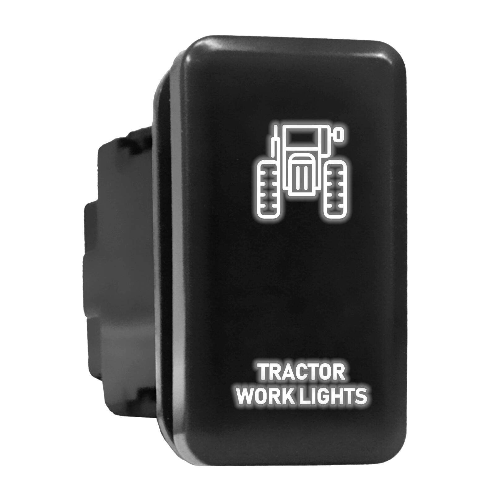 High-Visibility White Backlit Tractor Work Light Push Button 1.54x0.83