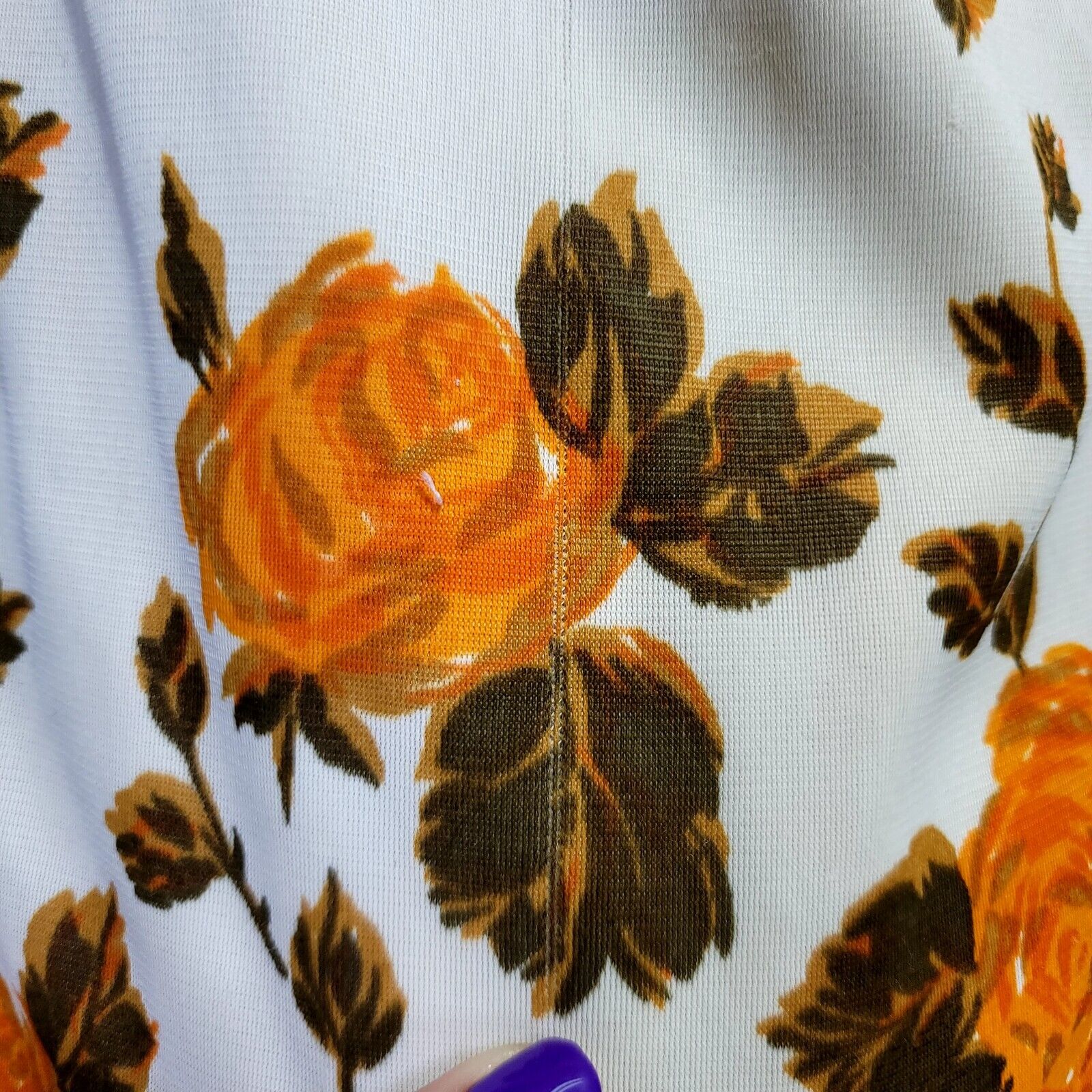 Vintage 60s Eves Orange Rose Floral Empire Waist … - image 14