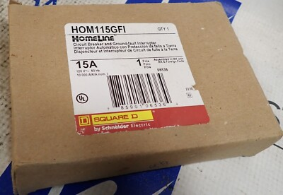 #ad NEW Square D GFI Plug in Circuit Breaker HOM115GFI 15 Amp 10kA @ 120VAC 1 Pole $45.00