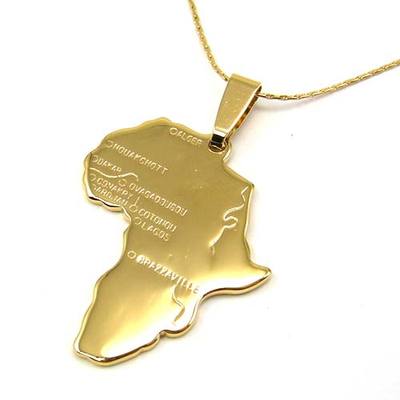 Gold Afrika Halsketten Anhänger 55 cm Kette Rasta Reggae Afrikanisch Africa
