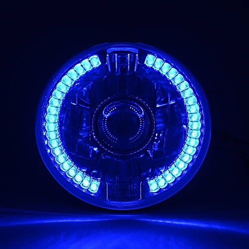 7" Blue LED Halo Ring Projector Headlight Light Pair Fits: 76-17 Jeep Wrangler - Picture 6 of 12