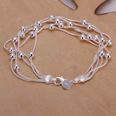 DOTEFFIL Fashion Popular Product 925 Silver Jewelry Chain Bead Bracelet Lady