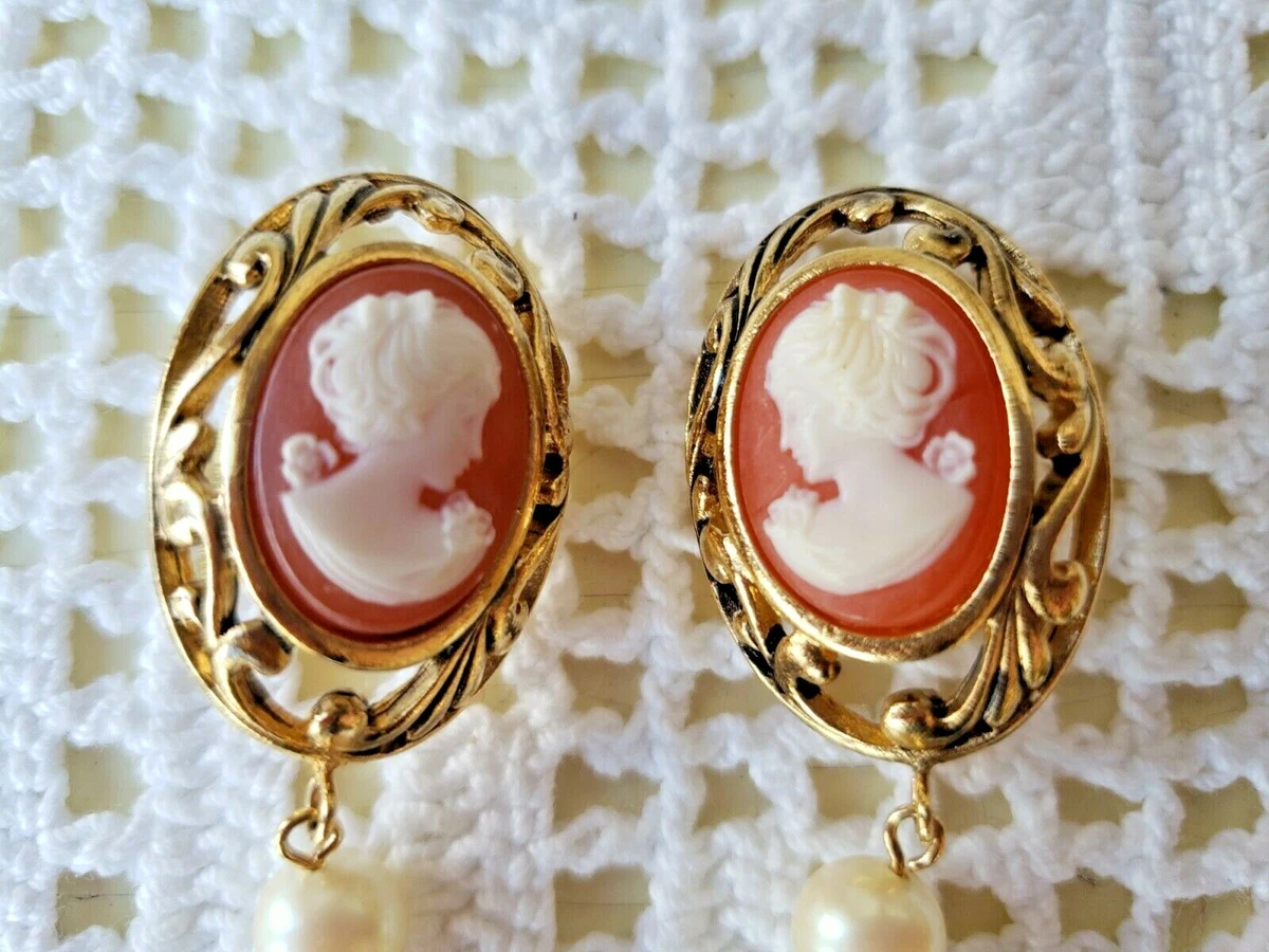 Cameo earrings deals ebay
