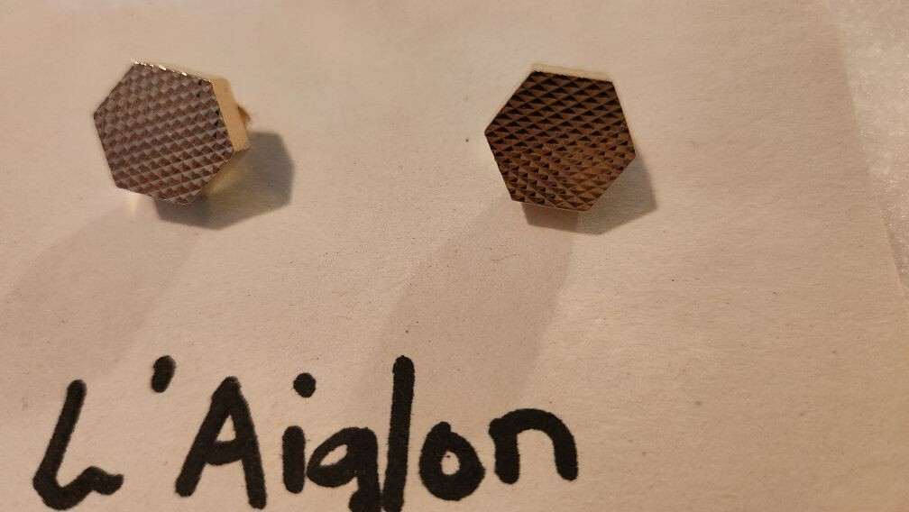 L'Aiglon Midcentury gold tone hexagon cufflinks - image 2