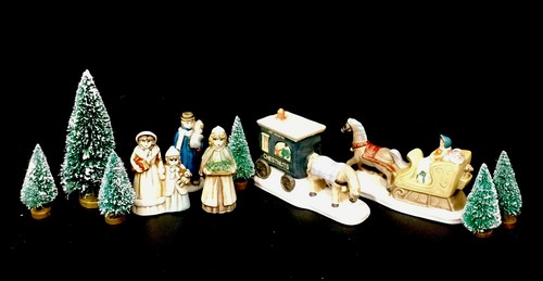 Vintage Brinn Christmas Figurines and Flocked Trees 11 Item Lot - Picture 2 of 20