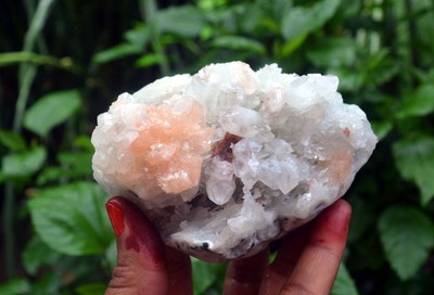 apophyllite w/ stilbite & chalcedony coral minerals specimen j-6