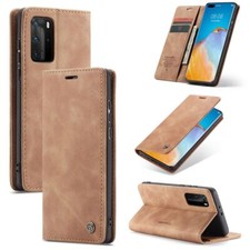 Handyhülle Schutz Case für Huawei P40 Pro Flip Cover Tasche Etuis Bumper Braun