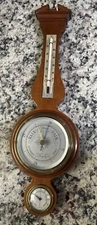 VINTAGE AIRGUIDE BAROMETER TEMP MAHOGANY BANJO WEATHER STATION 20.5” CHICAGO